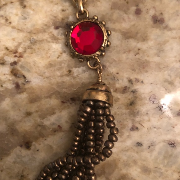 Oscar De La Renta unsigned red drop necklace - Picture 4 of 6